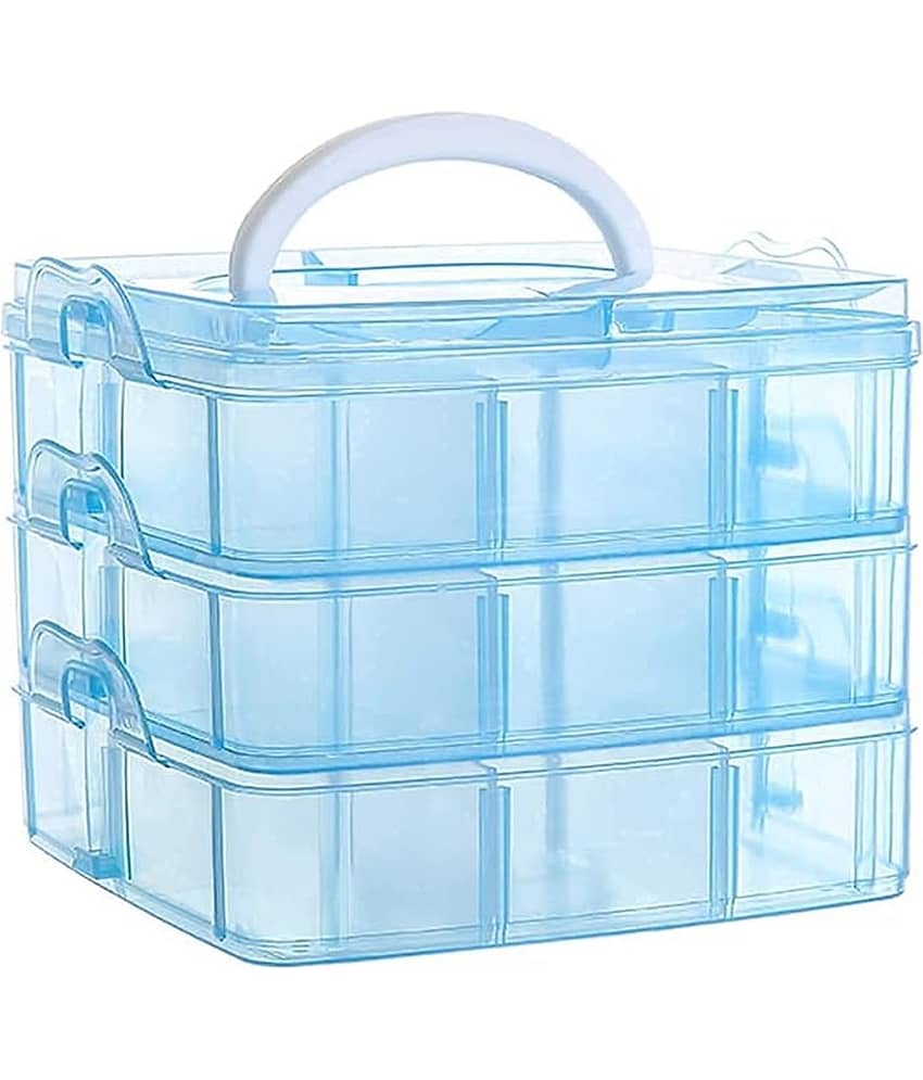 Plastic 3 Layer 18 Grid Make Jewellery/Make Up/Cosmetic Storage Box