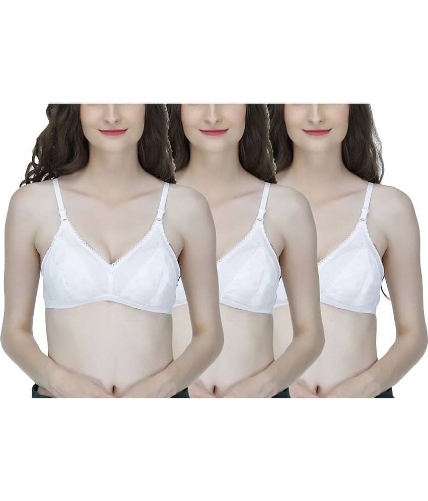 Elina Pack of 3 Cotton Non Padded Women's T-Shirt Bra ( White )