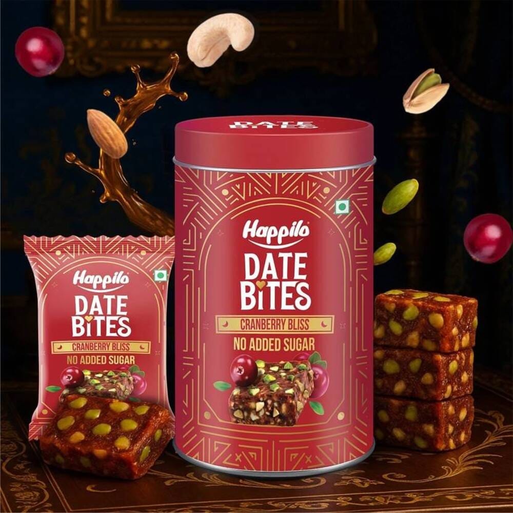 Happilo Premium Date Bites Cranberry Reusable Tins 200g