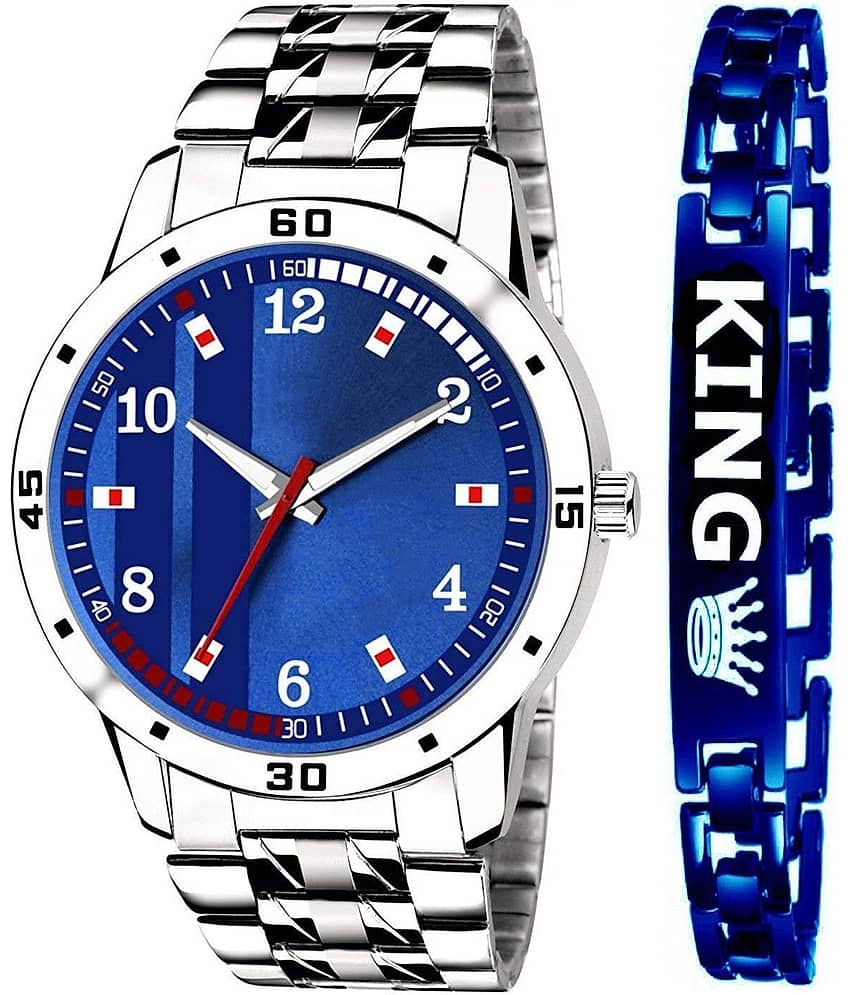 Shivark Silver Stainless Steel Analog Men's Watch