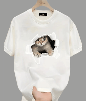 ELBATROSS Men Polyester Regular Fit Printed T-Shirt ( White )