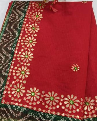 Gilded Grace Kota Cotton Gota Patti Saree Red