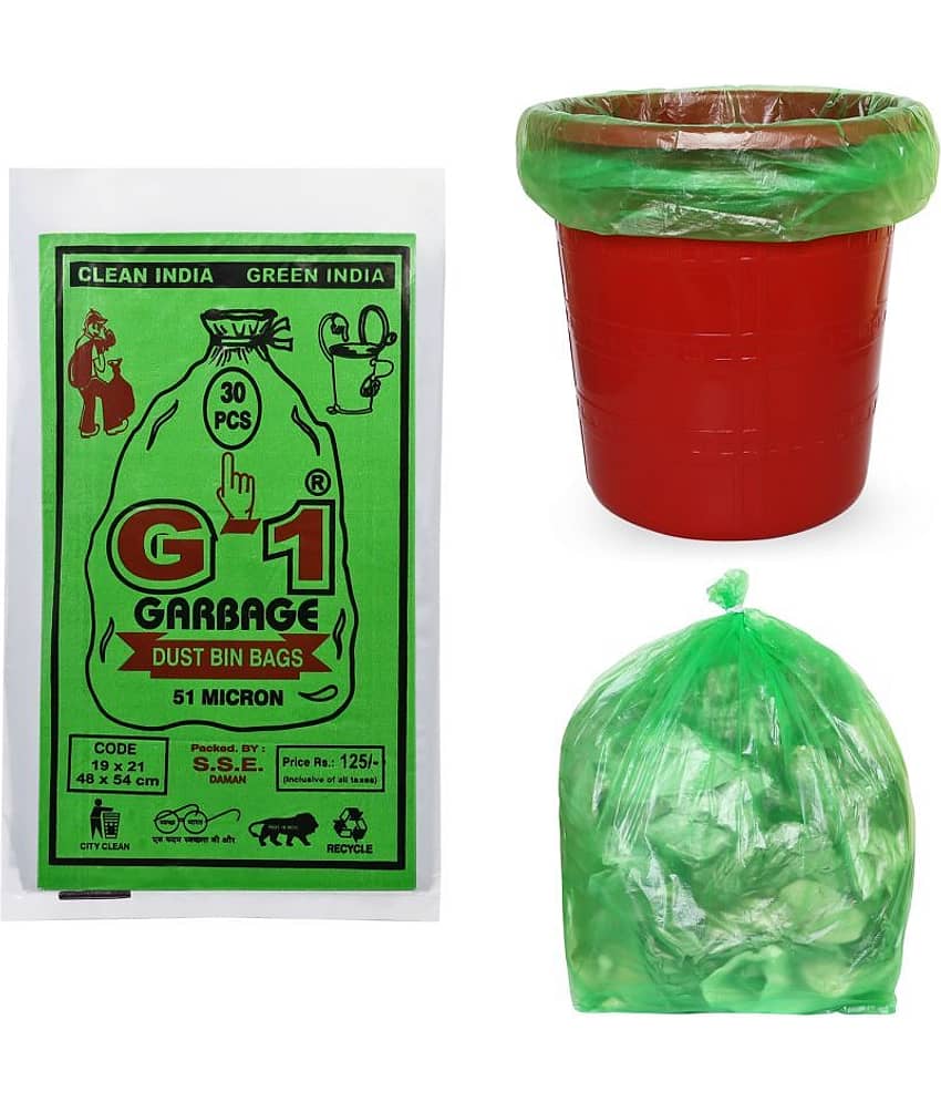 G-1 - 3 Packs Medium Disposable Garbage Bags for Wet Waste, Green Color (90 pcs)