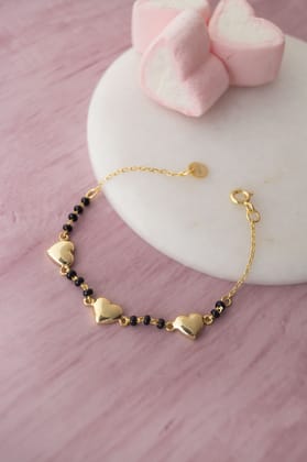 Heart Trails Gold Plated Sterling Silver Chain Kids Nazariya Bracelet-Gold / 4 inches adjustable upto 5 inches