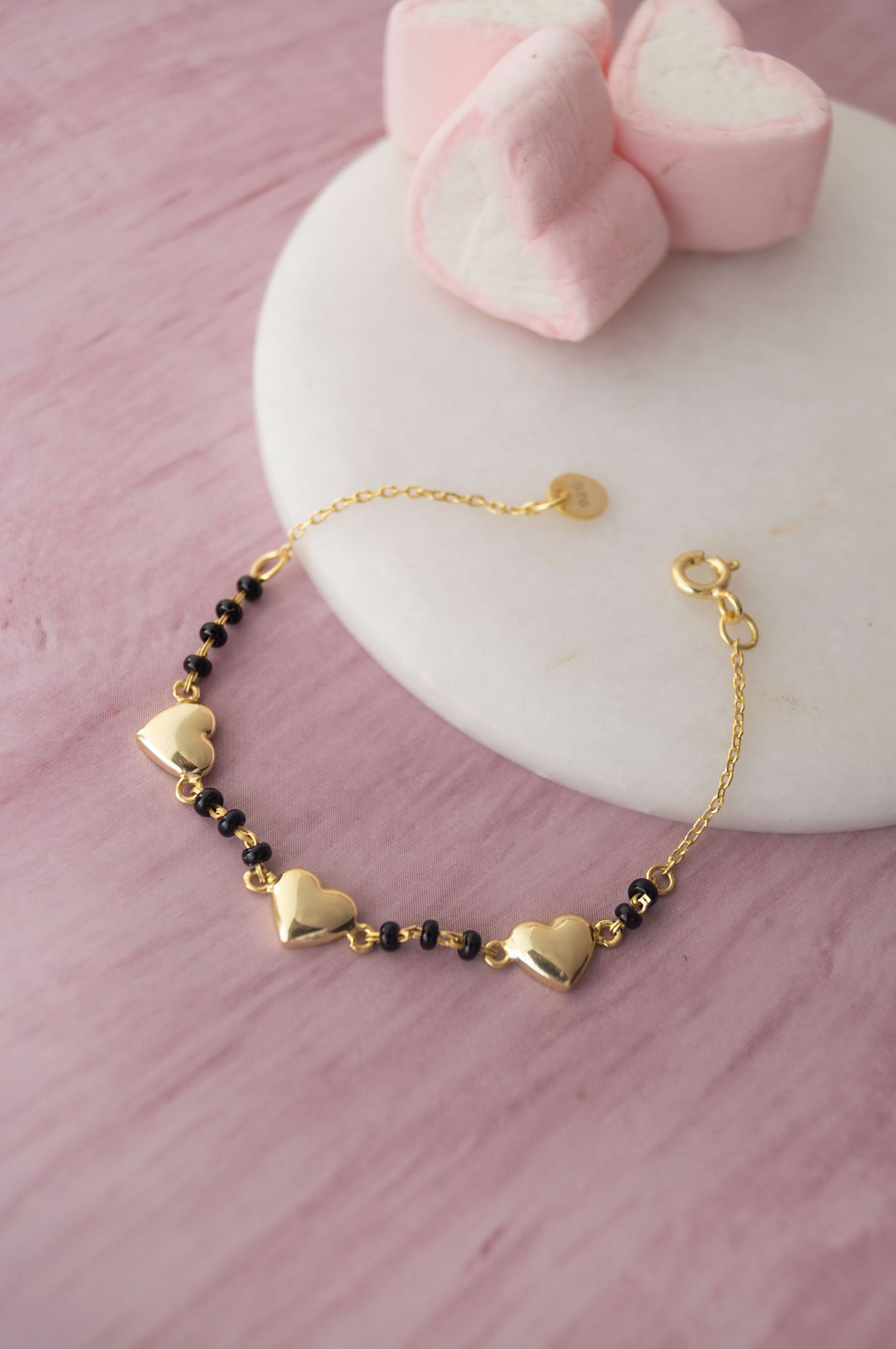 Heart Trails Gold Plated Sterling Silver Chain Kids Nazariya Bracelet-Gold / 4 inches adjustable upto 5 inches