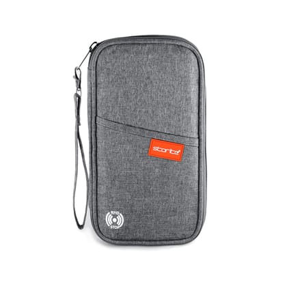 Storite RFID Travel Passport Holder Wallet with Removable Hand Strap - Grey