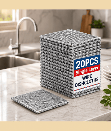 (Pack 20) Non Scratch Dish Cloths Wire, Dish Cloth, Dish Scrubber Pads, Dishwash Scrubber, Dishwash Cleaner, Dish Cleaning Wire, Dishcloth, Dishwash Cloth, Dishwashing Rags, Washing Cloth, Scrubber Pads, Washing Rags