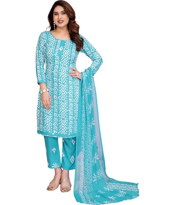 Kashvi Sarees Women Crepe Unstitched Dress Material ( Blue )