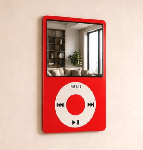 Wall Art With Mirror Hanging Decor for Contemporary Home, Bedroom, Living Room, Office etc., (i_POD_RED)