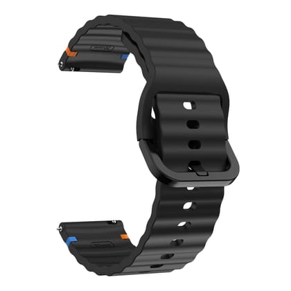 Valente Silicone 22mm Sport Strap Compatible with Noise Twist, Halo 2, Pulse 2 Pro, Macro, Fire-Boltt Phoenix Pro, Ninja Call Pro Max, Boult Trail Smart Watch-Black