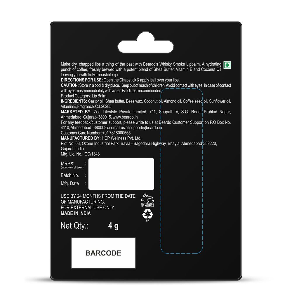 Beardo Whisky Smoke Lip Balm (4g)