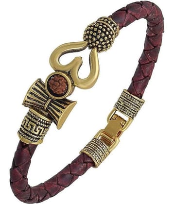 DvR ClicK Rudraksha Gold Plated Om Trishul Damru Bracelet Kada
