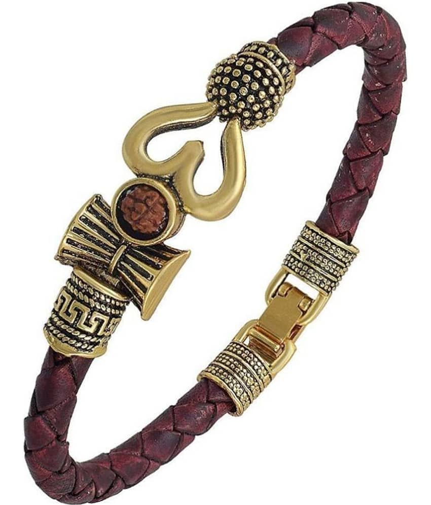 DvR ClicK Rudraksha Gold Plated Om Trishul Damru Bracelet Kada