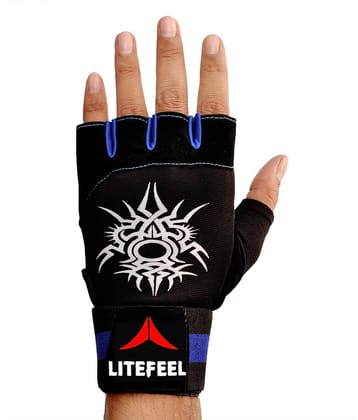 NOSPEX Spider Printed Unisex Polyester Gym Gloves For Professional Fitness Training and Workout With Half-Finger Length