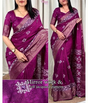 Bhuwal Fashion Cotton Silk Printed Kanjeevaram Sarees With Unstitched Blouse Piece ( Sky Blue )