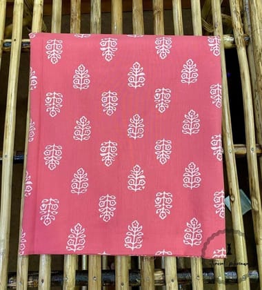 Elegant Unstitched Cotton Fabric for Kurtas-Reddish Pink