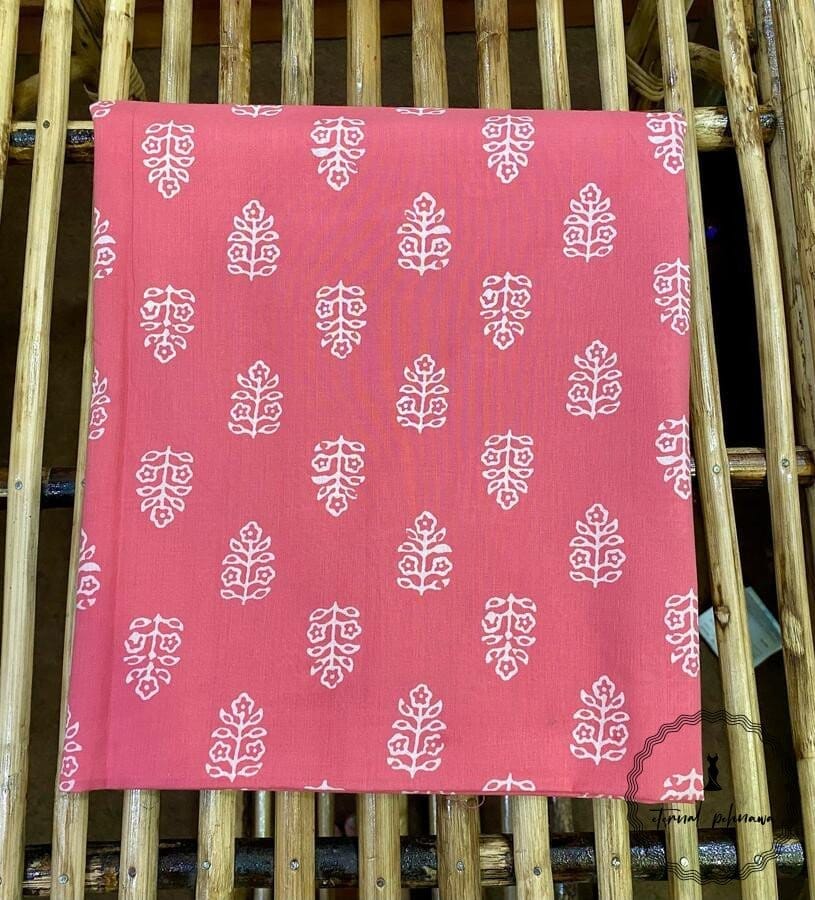 Elegant Unstitched Cotton Fabric for Kurtas-Reddish Pink