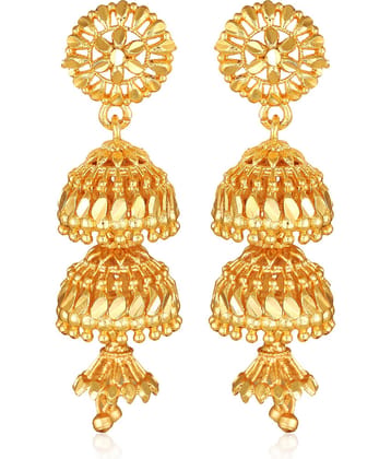 Vighnaharta South Screw back alloy Gold plated Jhumki, Jhumka, Jhumkas, Jhumki Earring for Women and Girls- (VFJ1472ERG)