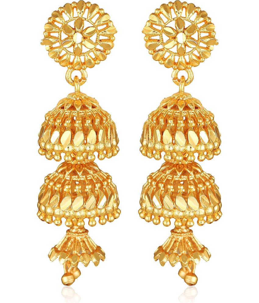 Vighnaharta South Screw back alloy Gold plated Jhumki, Jhumka, Jhumkas, Jhumki Earring for Women and Girls- (VFJ1472ERG)