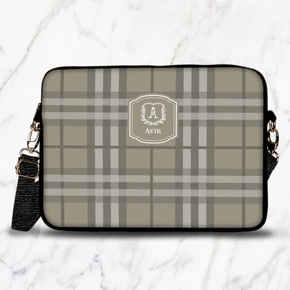 Plaid Laptop Bag-Sand / 15.5"