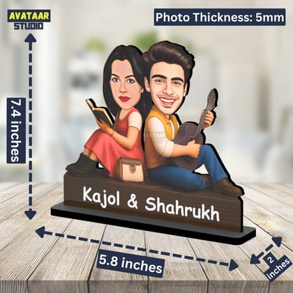 Avataar Stand Personalized Gift for Husband, Wife, Boyfriend, Girlfriend Character Caricature Photo Frame Unique Design Customized Gift for Friends & Family Return Gift (DDLJ Couple)-7 Inches