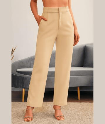 CHALODIA Women Cotton Blend Formal Trousers ( Brown )