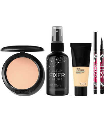 swenky compact with makeup fixer foundation & waterproof eyeliner (Pack of 5)