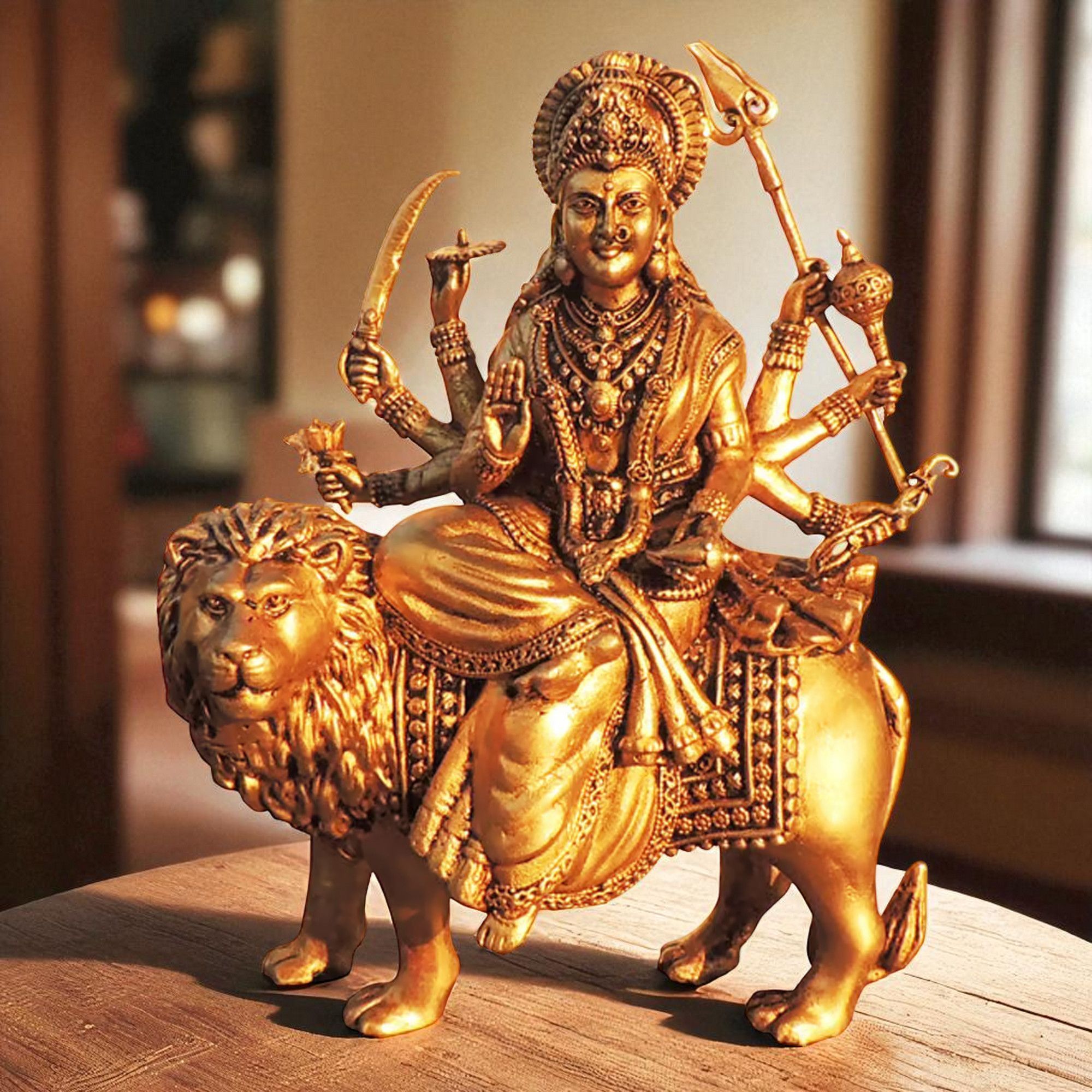 Brass Showpiece Durga Ji God Idol Statue - 3.5*3.5*6.5 Inch (BS1732 J)