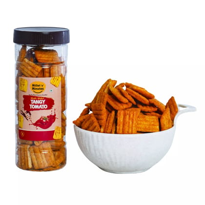 MilletnMinutes Multi Millet Tangy Tomato – Baked Snack Made with a Blend of Millets and Zesty Tomato Flavor – High-Fiber, No Maida – 80g Pack
