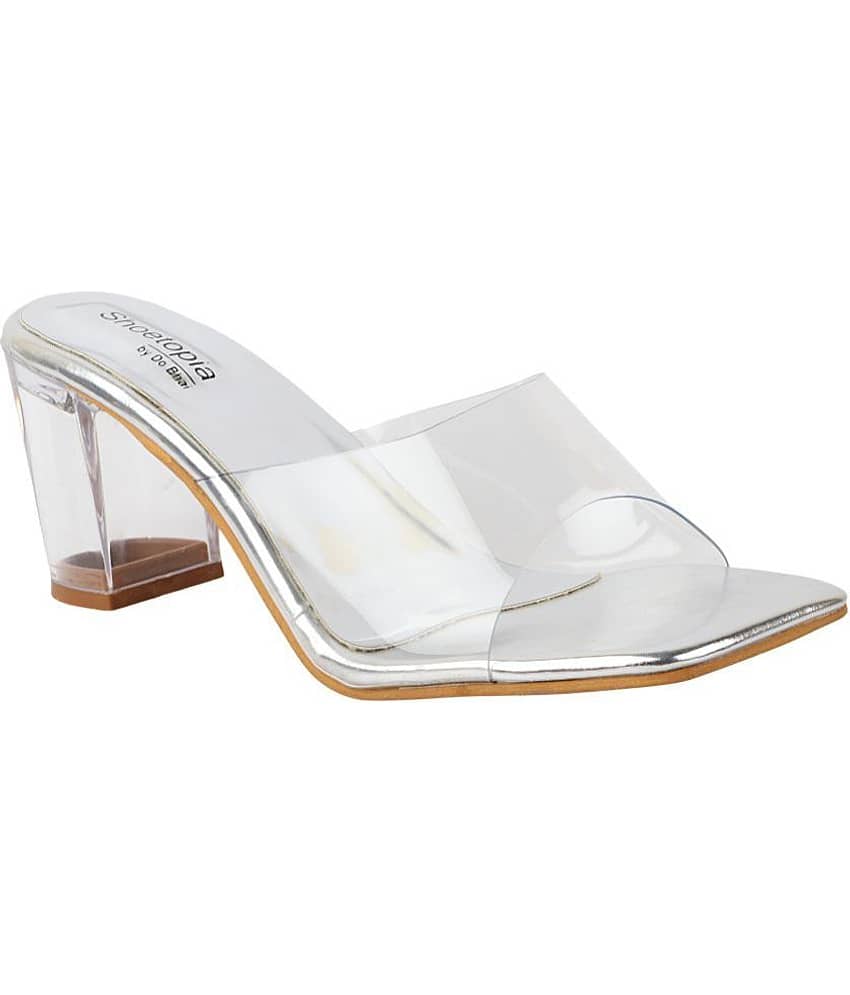 Shoetopia - Silver Women's Slip On Heels