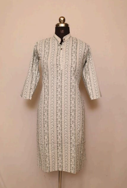Cotton Collar Kurti With Sleeves