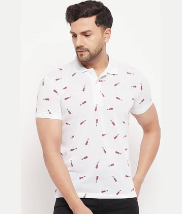 The Million Club Pack of 1 Cotton Blend Regular Fit Printed Half Sleeves Men's Polo T Shirt ( White )
