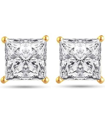 Fashion Frill Single Stone Square Shape Earring