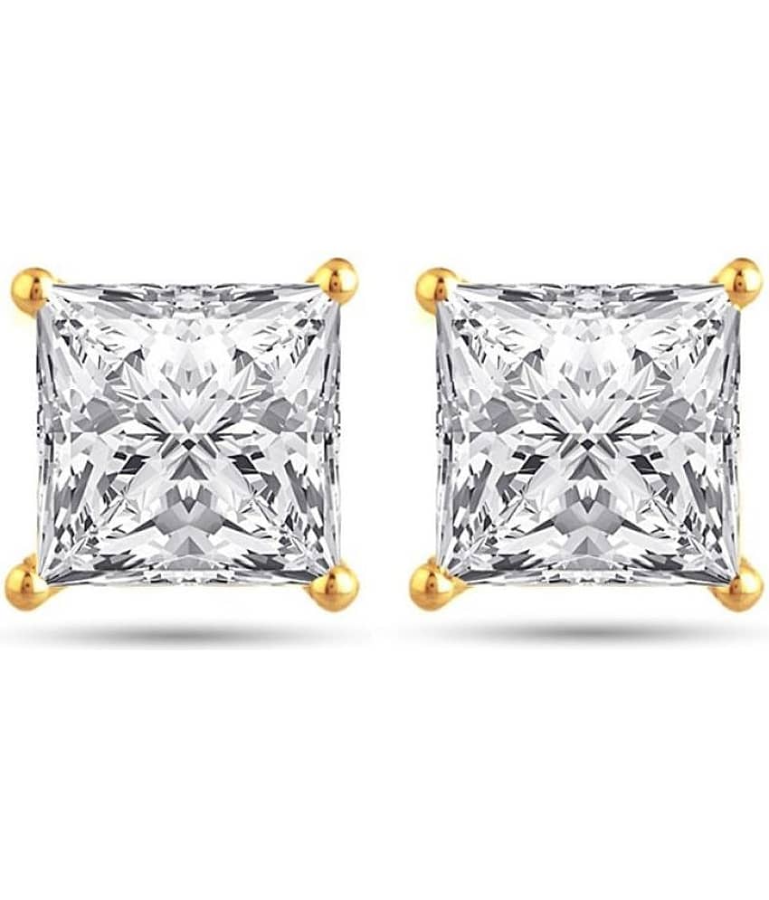 Fashion Frill Single Stone Square Shape Earring
