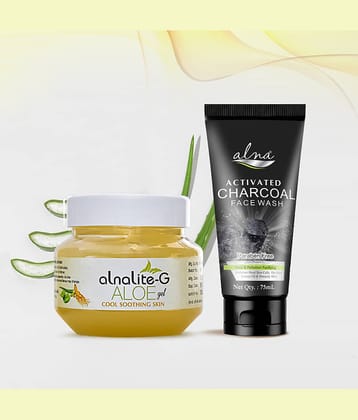 Alna Alnalite-G Aloe Gel 100gm with Charcoal Face Wash 75ml , Pack of 2