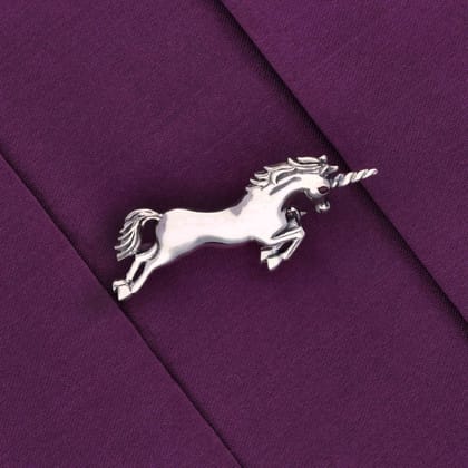 Sterling Unicorn Silver Brooch-None / Silver