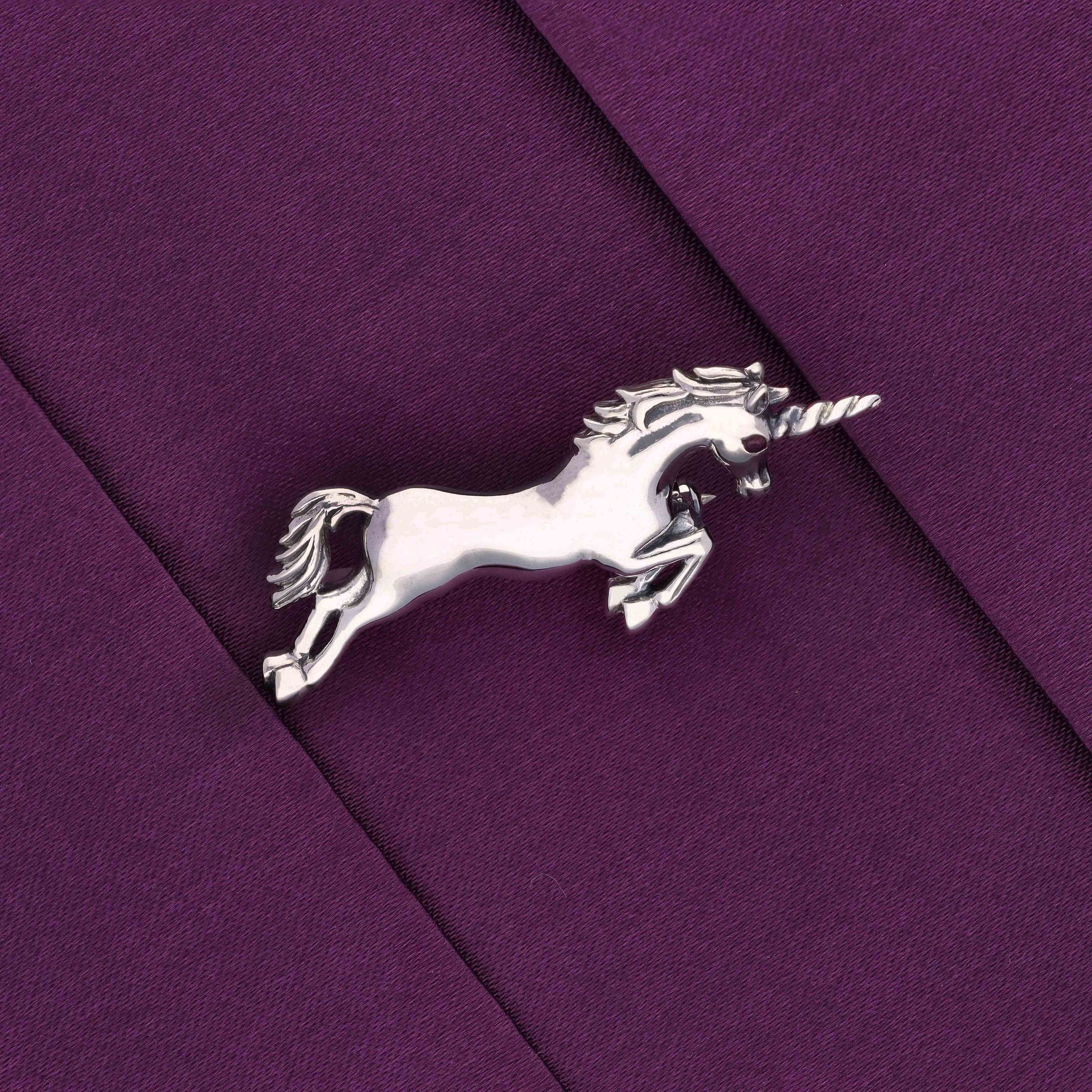 Sterling Unicorn Silver Brooch-None / Silver