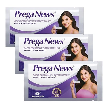 Prega News Test Kit | One Step Urine Hcg Pregnancy Test Kit Device | 99% Accurate Results In 5 Minutes | Pack Of 3 Kits| Indias No 1 Pregnancy Kit.