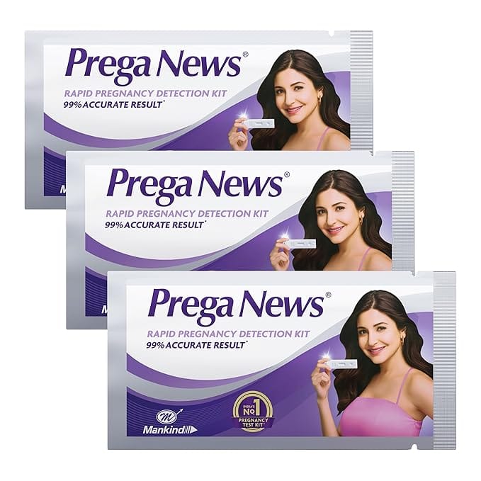 Prega News Test Kit | One Step Urine Hcg Pregnancy Test Kit Device | 99% Accurate Results In 5 Minutes | Pack Of 3 Kits| Indias No 1 Pregnancy Kit.