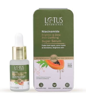 Lotus Botanicals Niacinamide & Papaya Brighten &Glow Skin Super Serum, All Skin Type, 14Ml
