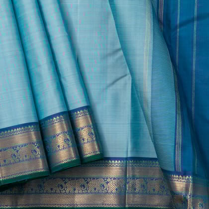 Sky Blue Kanchipuram Silk Saree For Festive Wear PV J 937