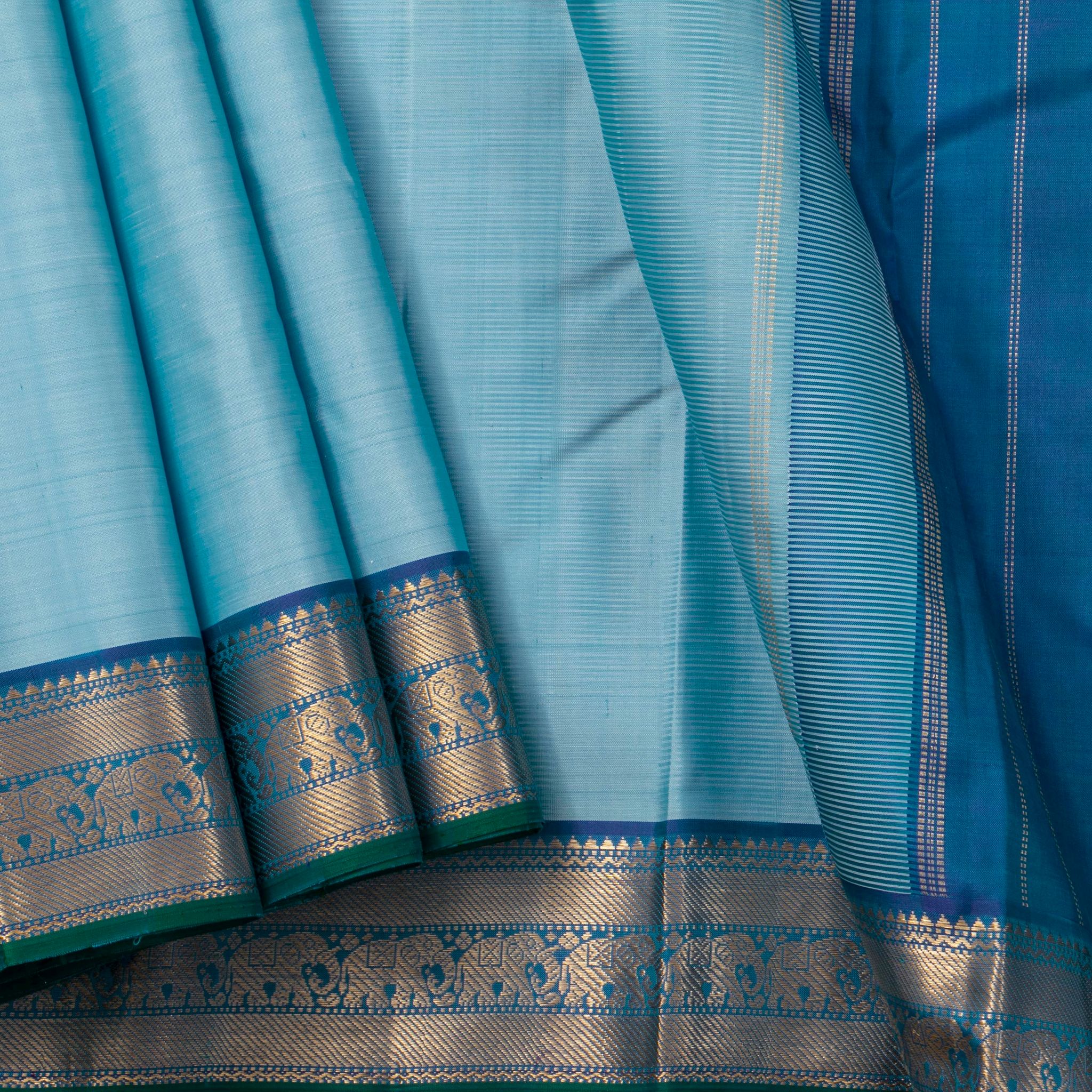 Sky Blue Kanchipuram Silk Saree For Festive Wear PV J 937
