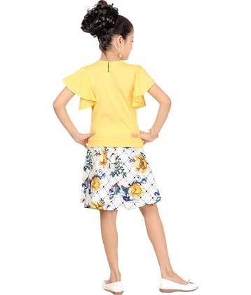 Arshia Fashions Pack of 1 Girls Rayon Top With Skirt ( Yellow )