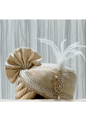 LIGHT GOLDEN TISSUE EMBROIDERY SAFA