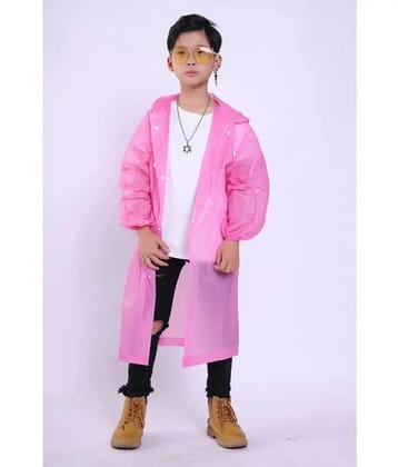 INFISPACE Kids Reusable EVA Rain Poncho Raincoat| Rain Jackets Long with Hood Eva Boys Pink Color Raincoat pack of 1-11 - 12 Years - None