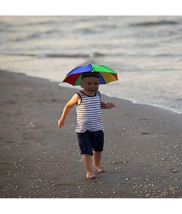 Infispace Headwear Cap Umbrella Multi Color Soft Durable, Adjustable Elastic, (21) Size Fits All Ages Plastic Hat Cap Umbrella for Kids, Men/Women and Adults Rain Protection Headwear Hat Umb