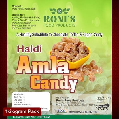 Roni's Haldi Amla Candy (1Kg) | Turmeric Infused Indian Gooseberry | Immunity Boosting Snack | Anti-Inflammatory Properties
