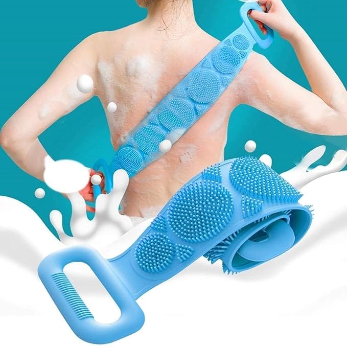 Silicone Back Scrubber for Bath & Shower - Double-Sided Exfoliating Body Brush