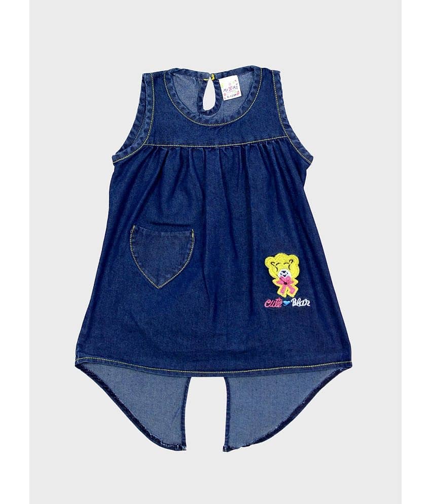 Me N My CLOSET Denim Frock For Girls ( Pack of 1 , Blue )
