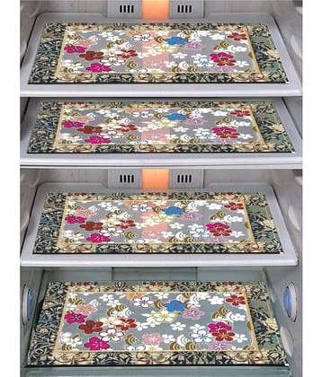 Generic PVC Floral Fridge Mats ( 43 29 ) Pack of 4 - Multicolor